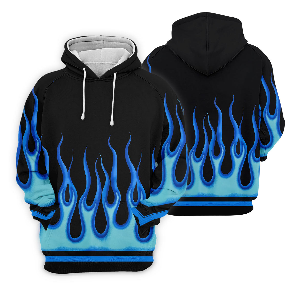Black Blue Flame Sleeve Golf Shirt, Men's Golf Shirt, Golf Apparel For Men