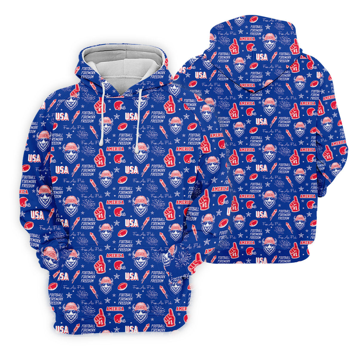 The Bisons Cool Buffalo Blue And Red Sport Polo, American Football League Gift Ideas For Football Fans
