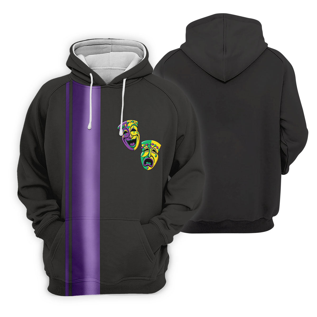 Melpomene And Thalia Theatrical Masks Purple Stripe Mardi Gras Golf Shirt, Polo ShirtFor Men, Golf Shirts For Men