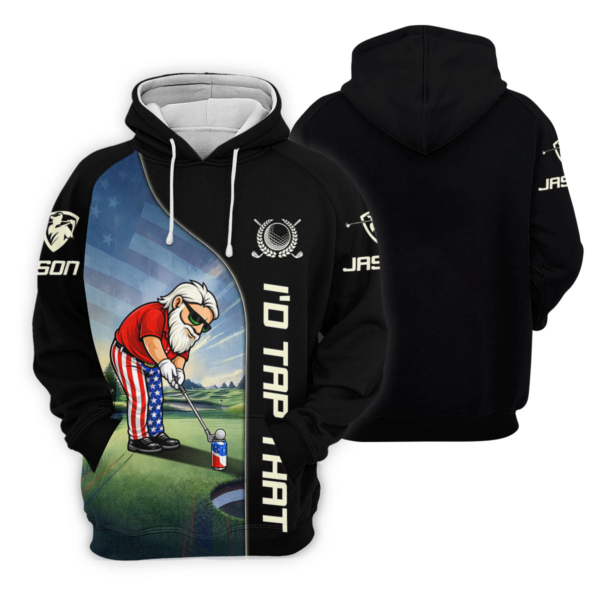 I'd Tap That Patriotic Man Golf And Beer 4th Of July Golf Shirt, 250th Anniversary Men's Funny Golf Shirts