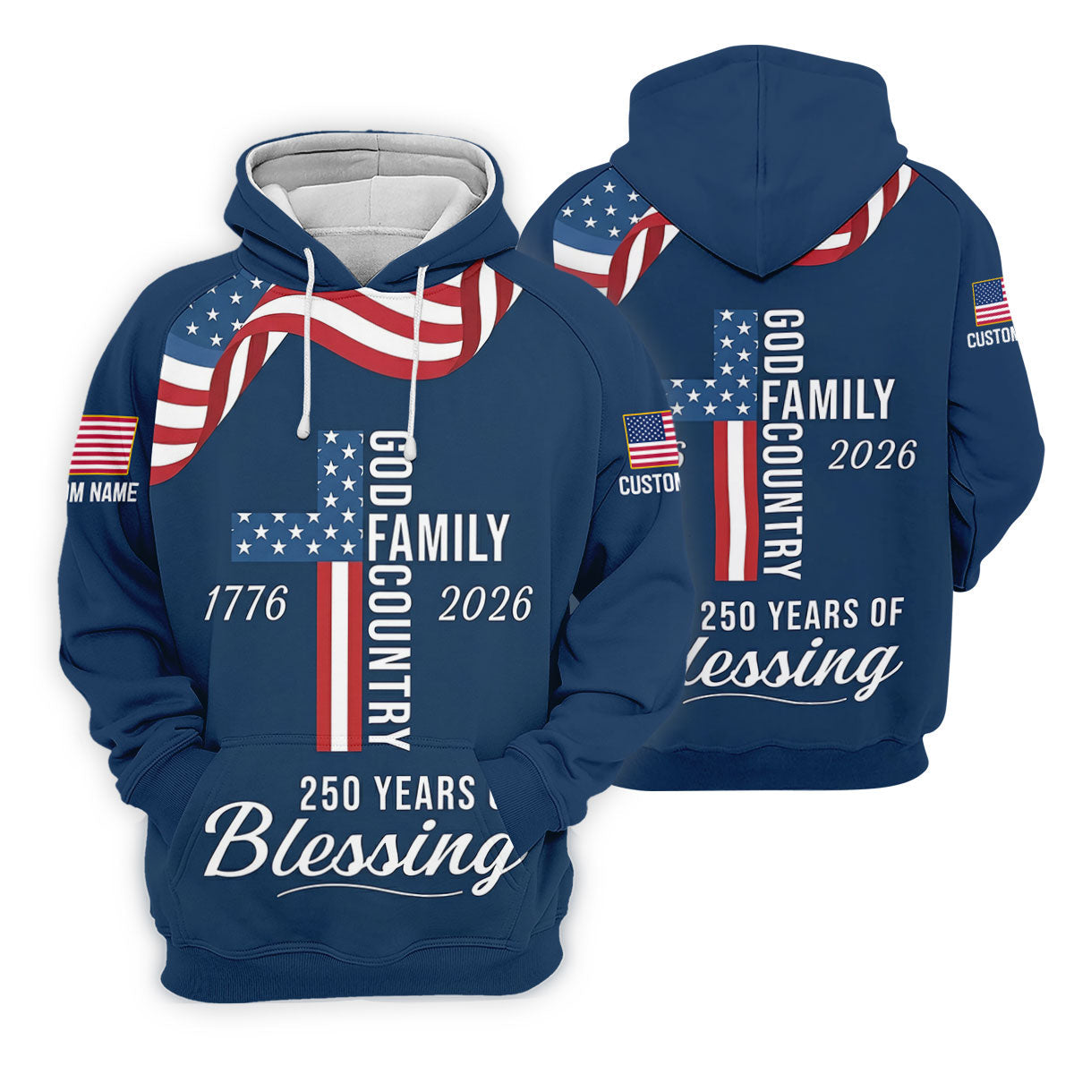 God Family Country Faith Cross 250 Years Of Blessing US Flag Golf Shirt, Golf Shirt For Women