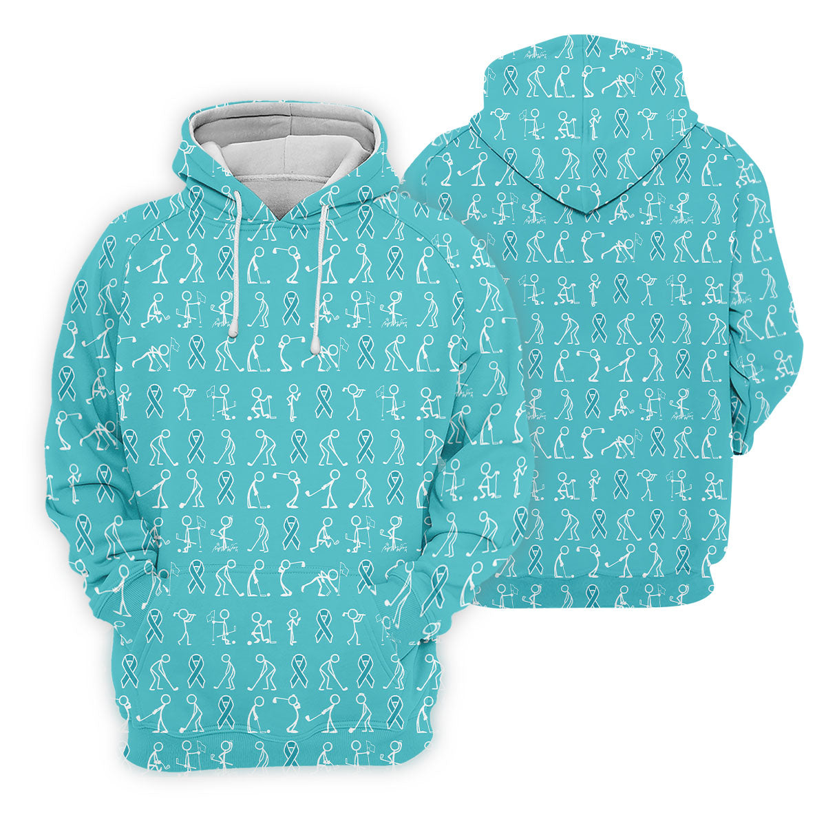 Funny Stick Figure Women's Golf Shirt, Ovarian Cancer Awareness Shirt, Ovarian Cancer Support Shirt, Ladies Golf Shirts