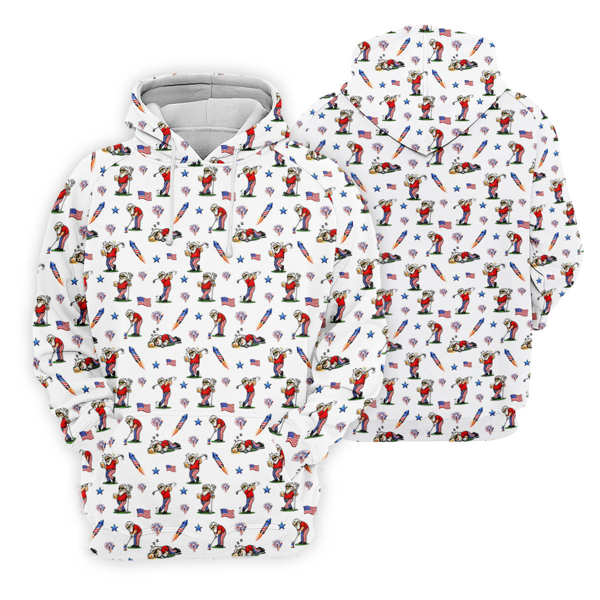 4th Of July Funny Man Golf And Beer USA Polo ShirtPatriotic Golf Shirt, 250th Anniversary Golf Shirts For Men