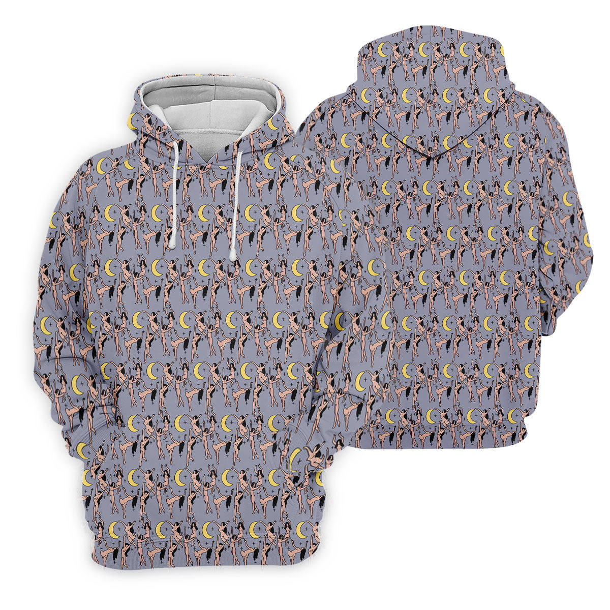 Dancing Figures Moon And Stars Pattern Polo Shirt, Womens Golf Tops, Golf Shirts For Women