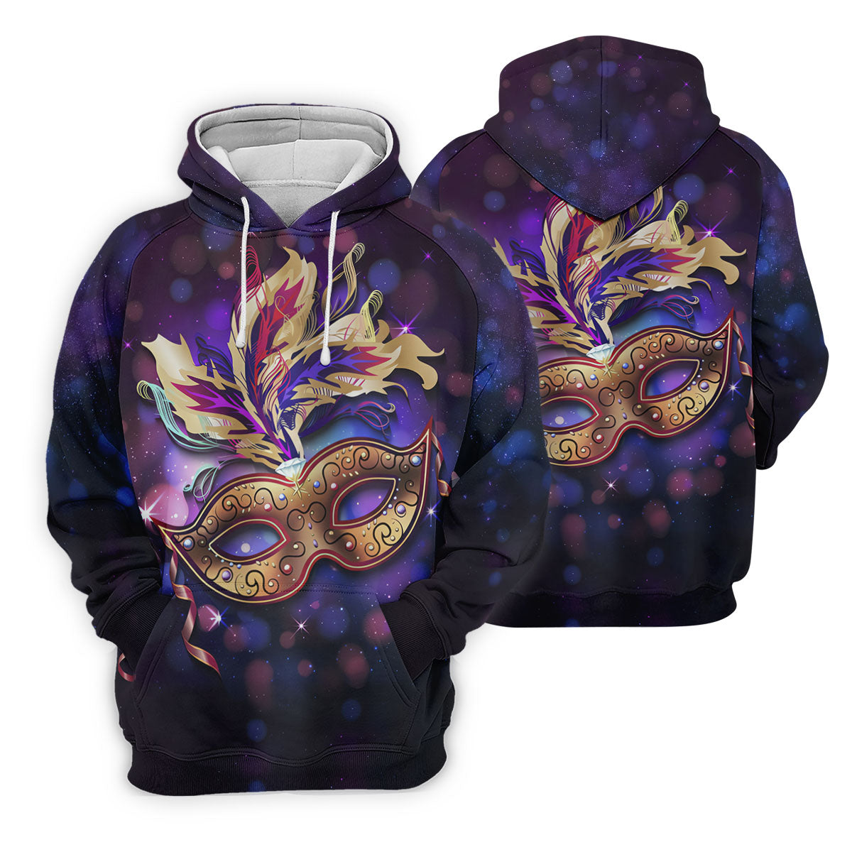 Mardi Gras Mask Feather Ribbon Purple Golf Shirt, Polo ShirtFor Men, Golf Shirts For Men