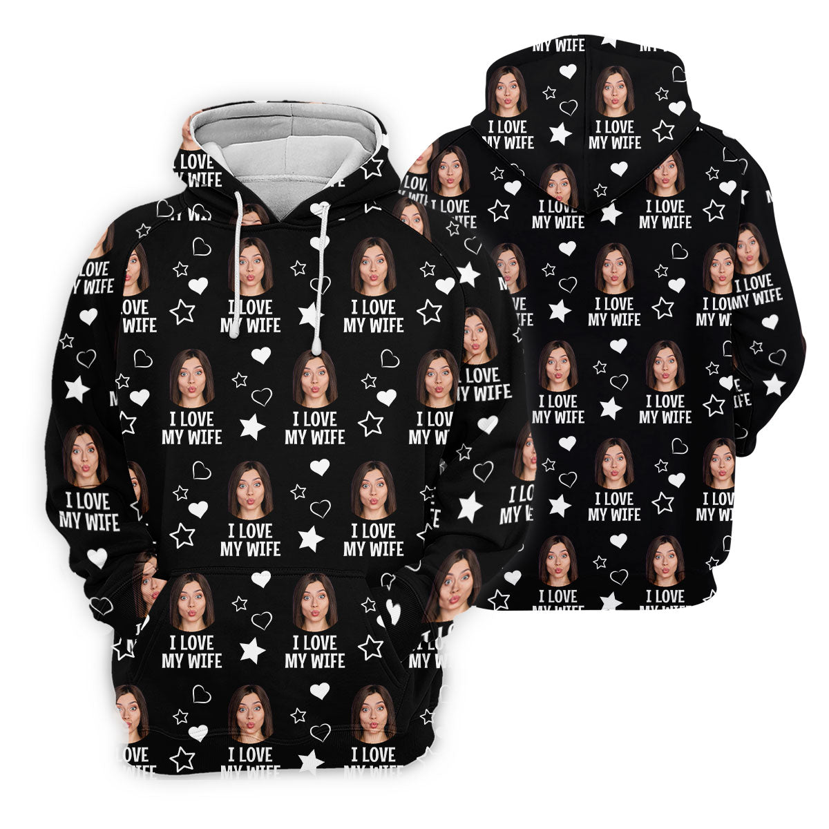 I Love My Husband Custom Face Black Golf Shirt, Fun Women's Golf Shirts, Valentines Golf Gift, Ladies Golf Shirts