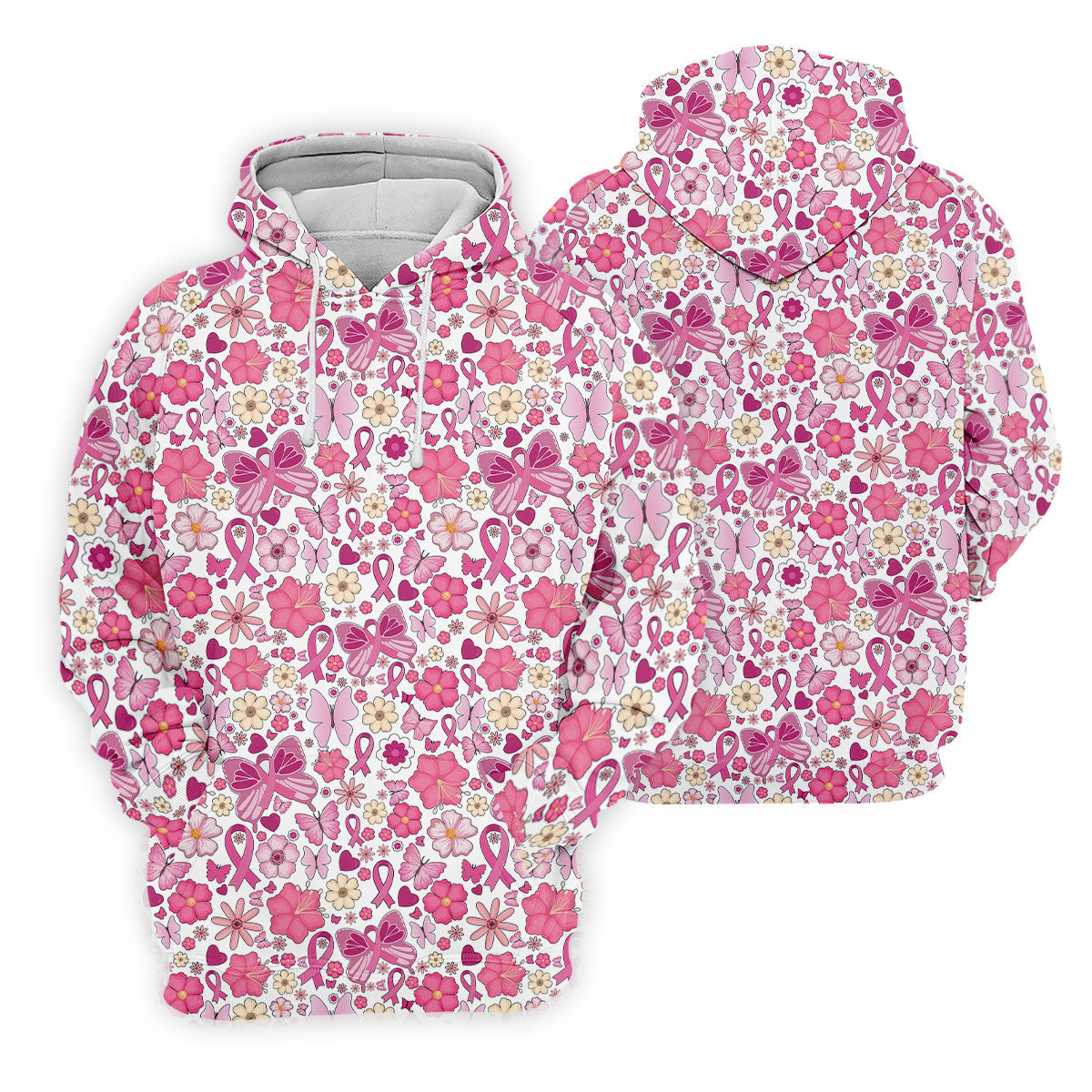 Breast Cancer Pink Ribbon Floral Golf Shirt, Cancer Awareness Shirt, Polo Shirtor Men, Golfing Apparel