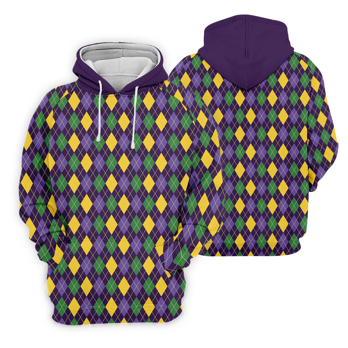 Green Purple Gold Argyle Pattern Mardi Gras Golf Shirt, Women's Golf Tops, Ladies Golf Shirts