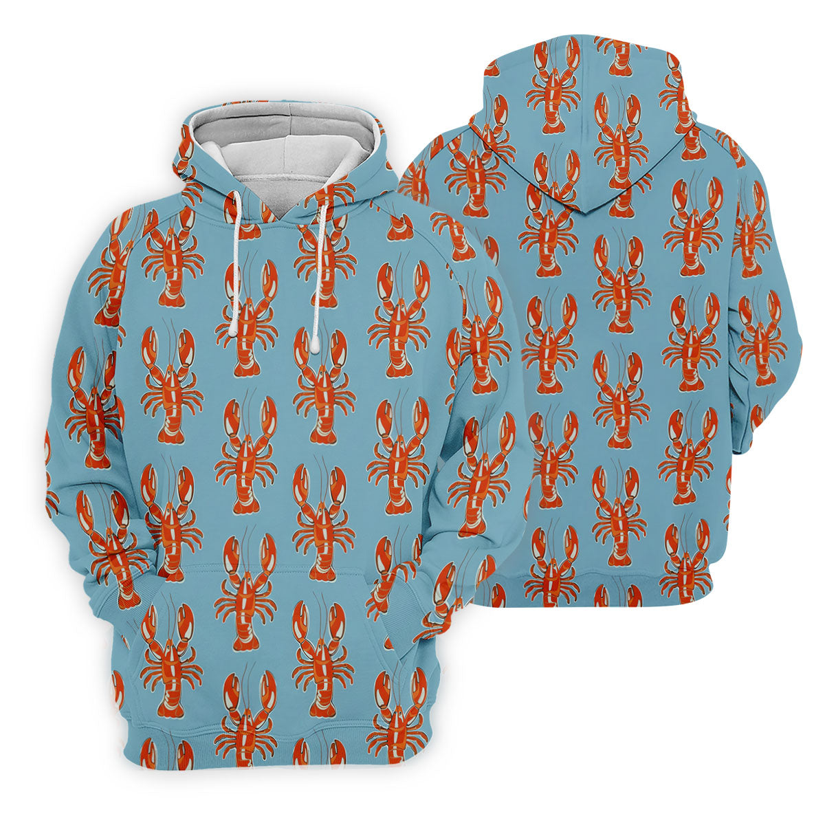 Orange Lobsters Light Blue Mardi Gras Golf Shirt, Golf Tops For Men, Polo ShirtFor Men, Golf Shirts For Men