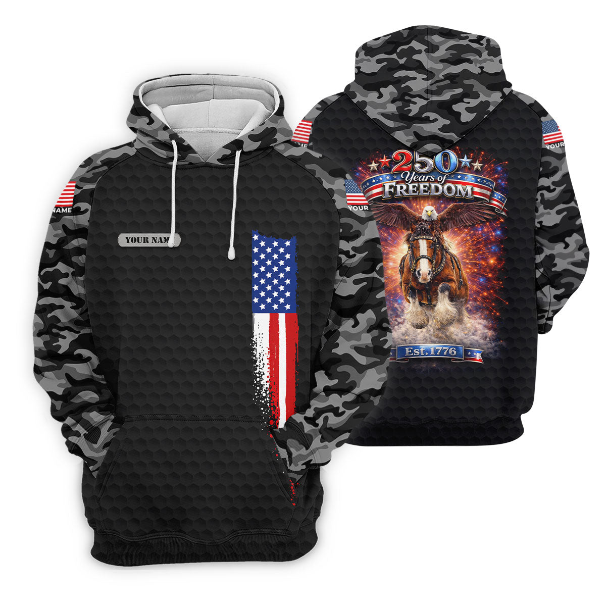 250 Years Of Freedom Black Camo Patriotic Golf Shirt, 4th Of July Golf Shirts For Men