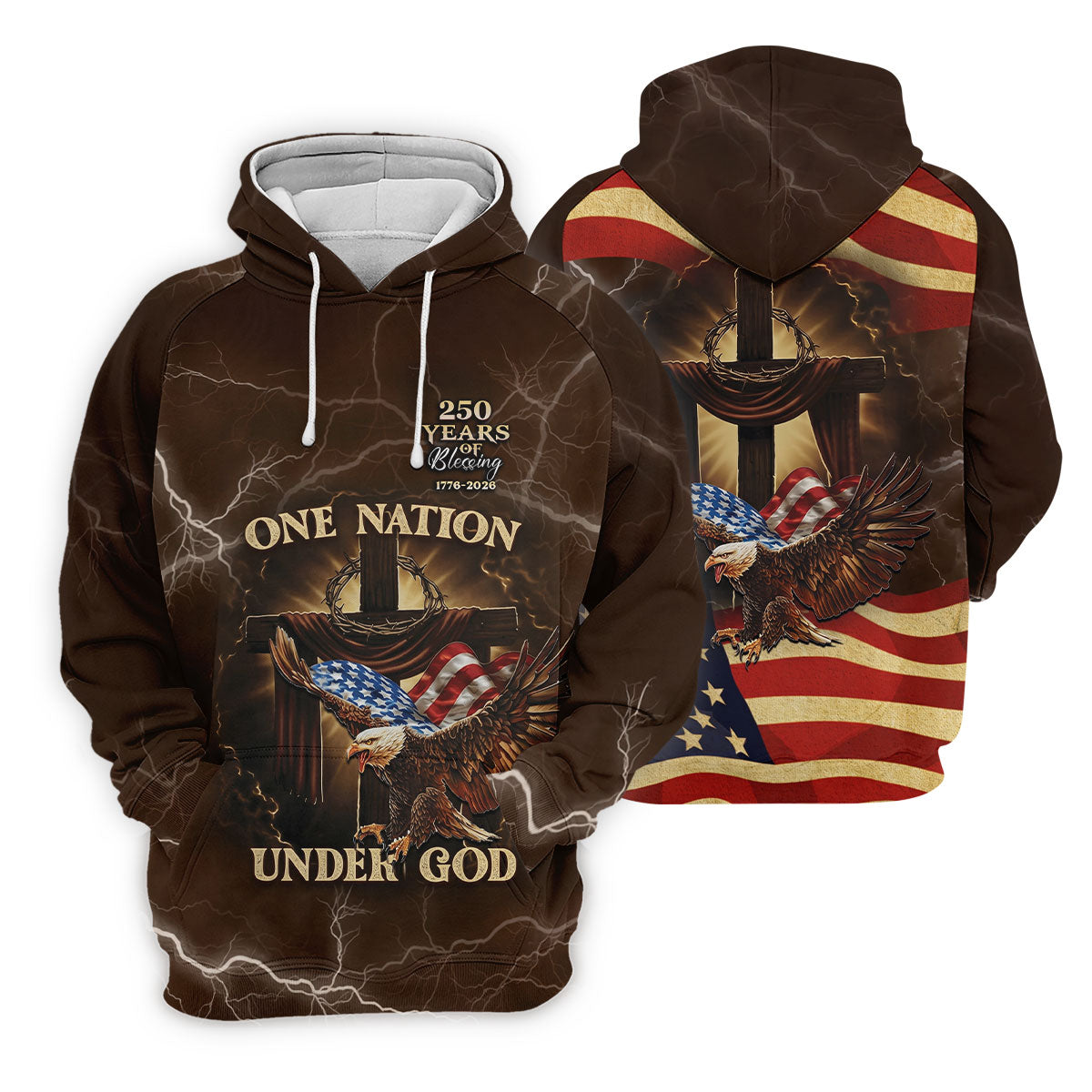 One Nation Under God 250 Years Faith Cross Patriotic Golf Shirt, 4th Of July Women's Golf Tops