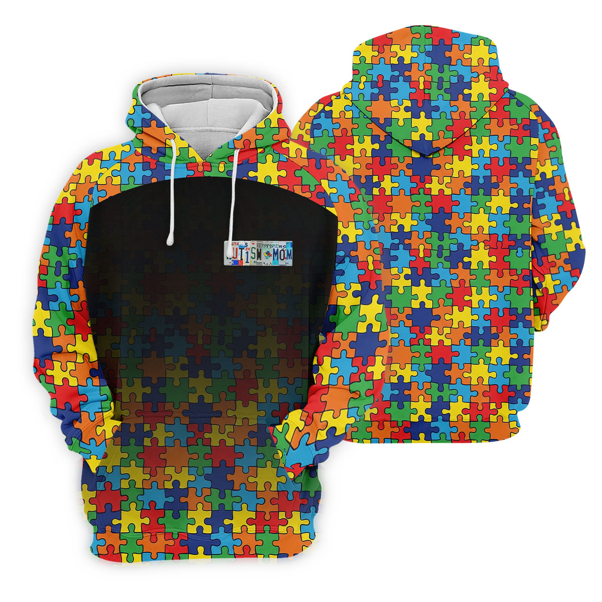 Autism Mom Colorful Puzzles Black Faded Women's Golf Tops, Golf Shirt For Women, Unique Mother's Day Gifts