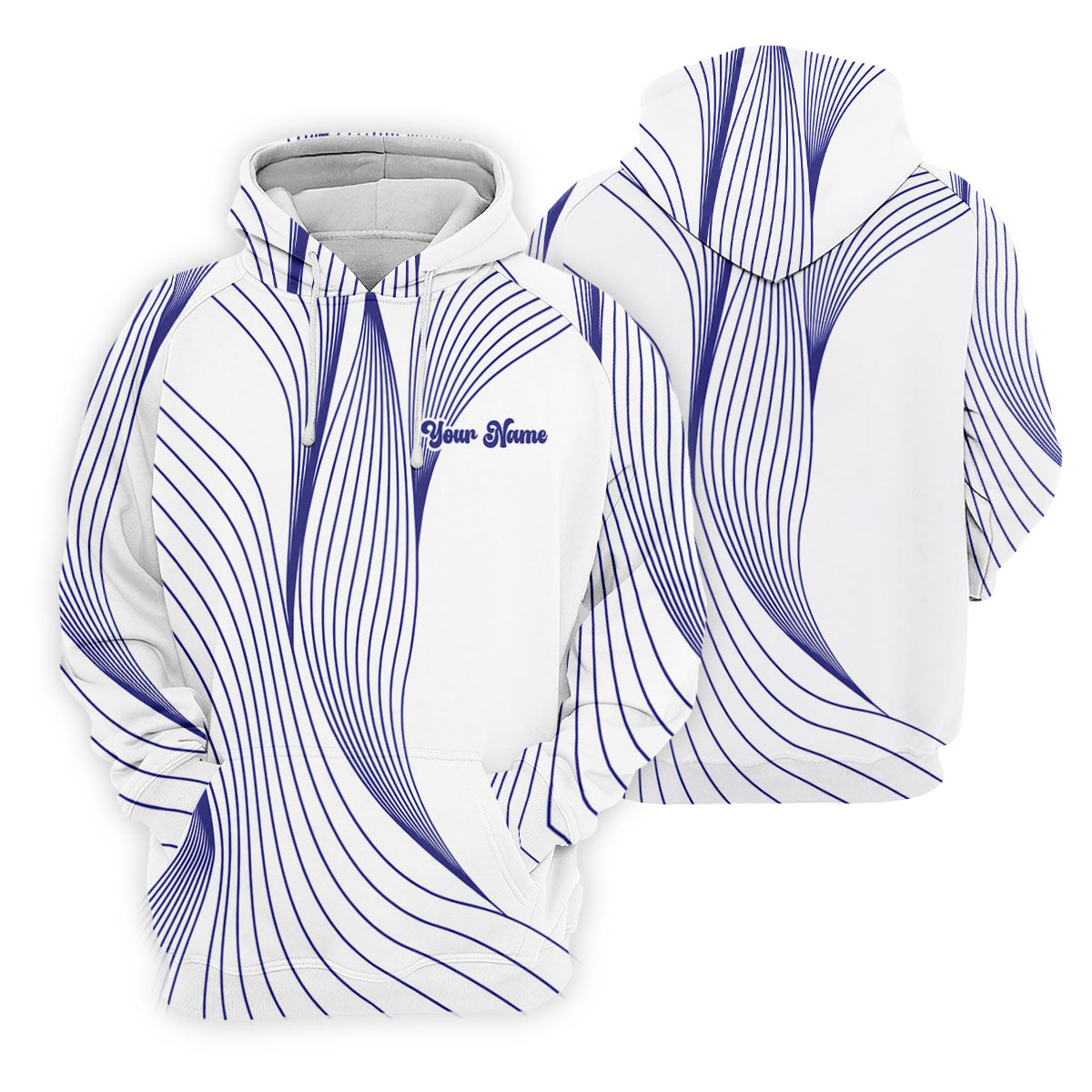 Geometric Line Wavy Line Purple And White Custom Name Women's Golf Tops, Ladies Golf Shirts, Women's Polo Shirt