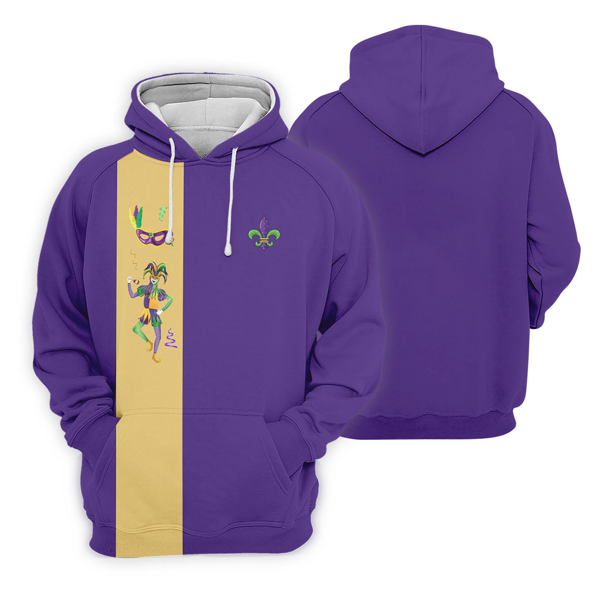 Mardi Gras Festival Jester Figure Fleur De Lis Symbol Purple Golf Shirt, Polo ShirtFor Men, Golf Shirts For Men