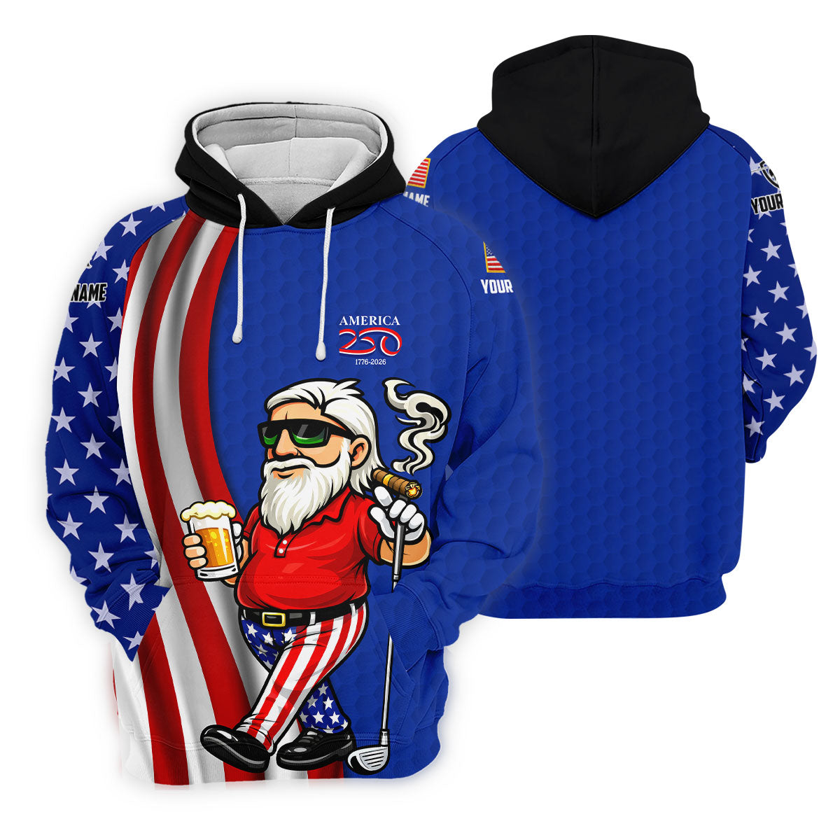 America 250 Patriotic Man 4th Of July Navy Golf Shirt, Golf And Beer Golf Shirts For Men