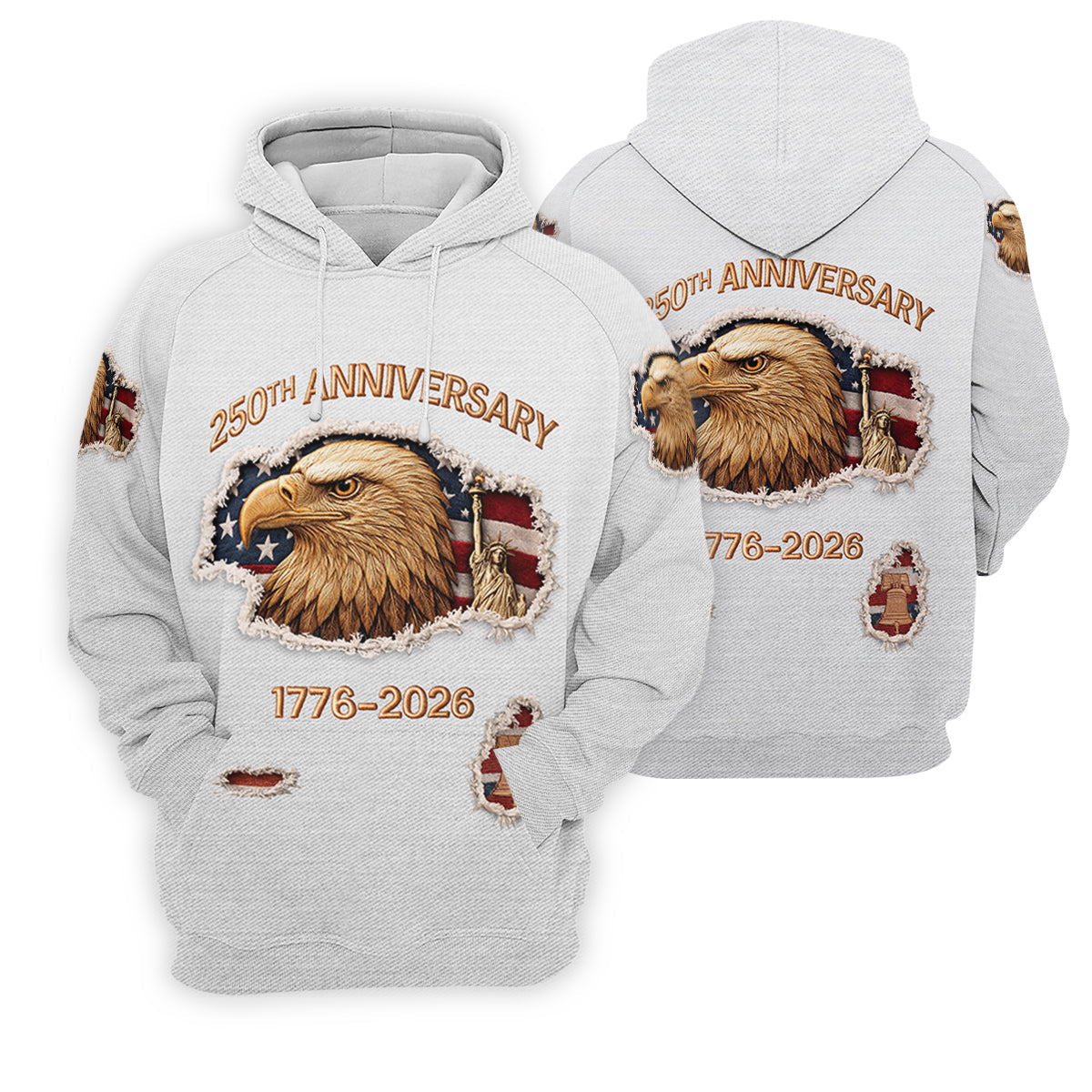 250th Anniversary 1776-2026 American Flag And Eagle Golf Tops For Men, Patriotic Golf Shirt, Golf Shirts For Men