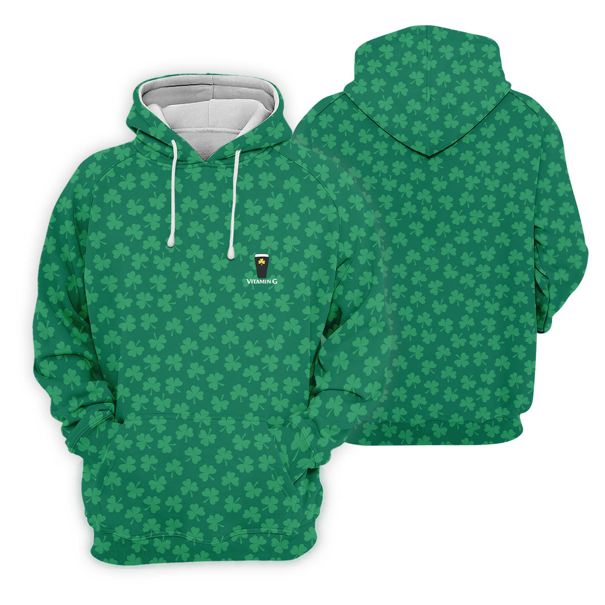 Vitamin G Shamrock Pattern Golf And Beer Green Golf Shirt, St Patrick's Day Golf Shirt, Polo ShirtFor Men