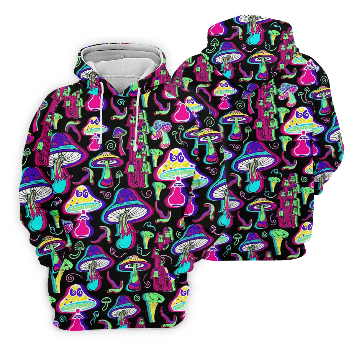 Black Neon Mushroom Pattern Golf Shirt, Women’s Golf Polo, Golf Shirts For Women, Performance Golf Shirt