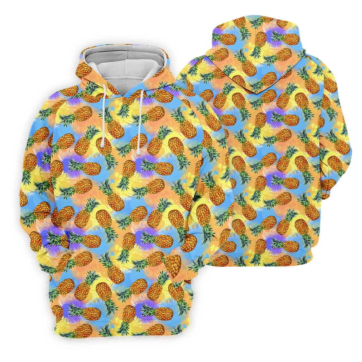 Watercolor Pineapple Tropical Pattern Design Hawaiian Golf Shirt, Golf Shirts For Men, Polo Shirts For Men