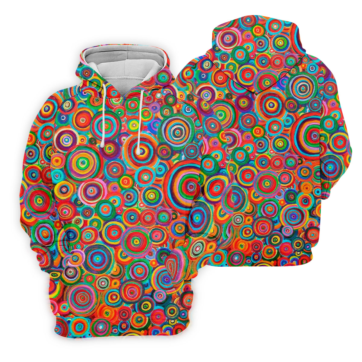 Colorful Abstract Circle Pattern Polo Shirt, Printed Golf Shirts, Hawaiian Golf Shirt, Mens Polo Shirts