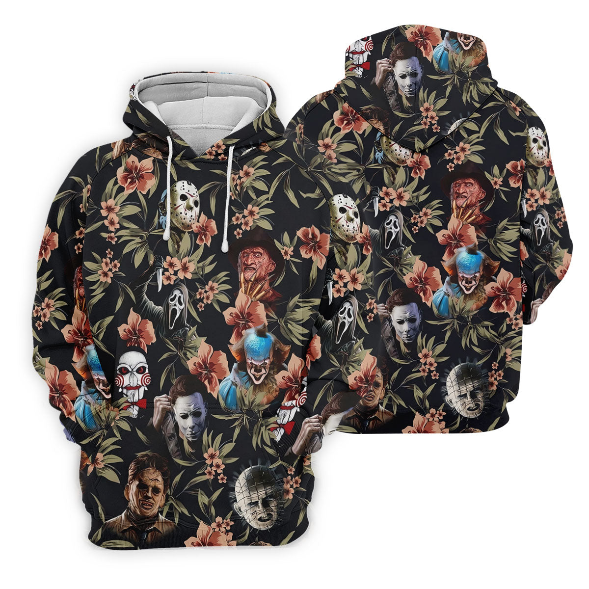 Dark Floral Horror Character Halloween Golf Shirt, Women’s Golf Polo, Printed Golf Shirt