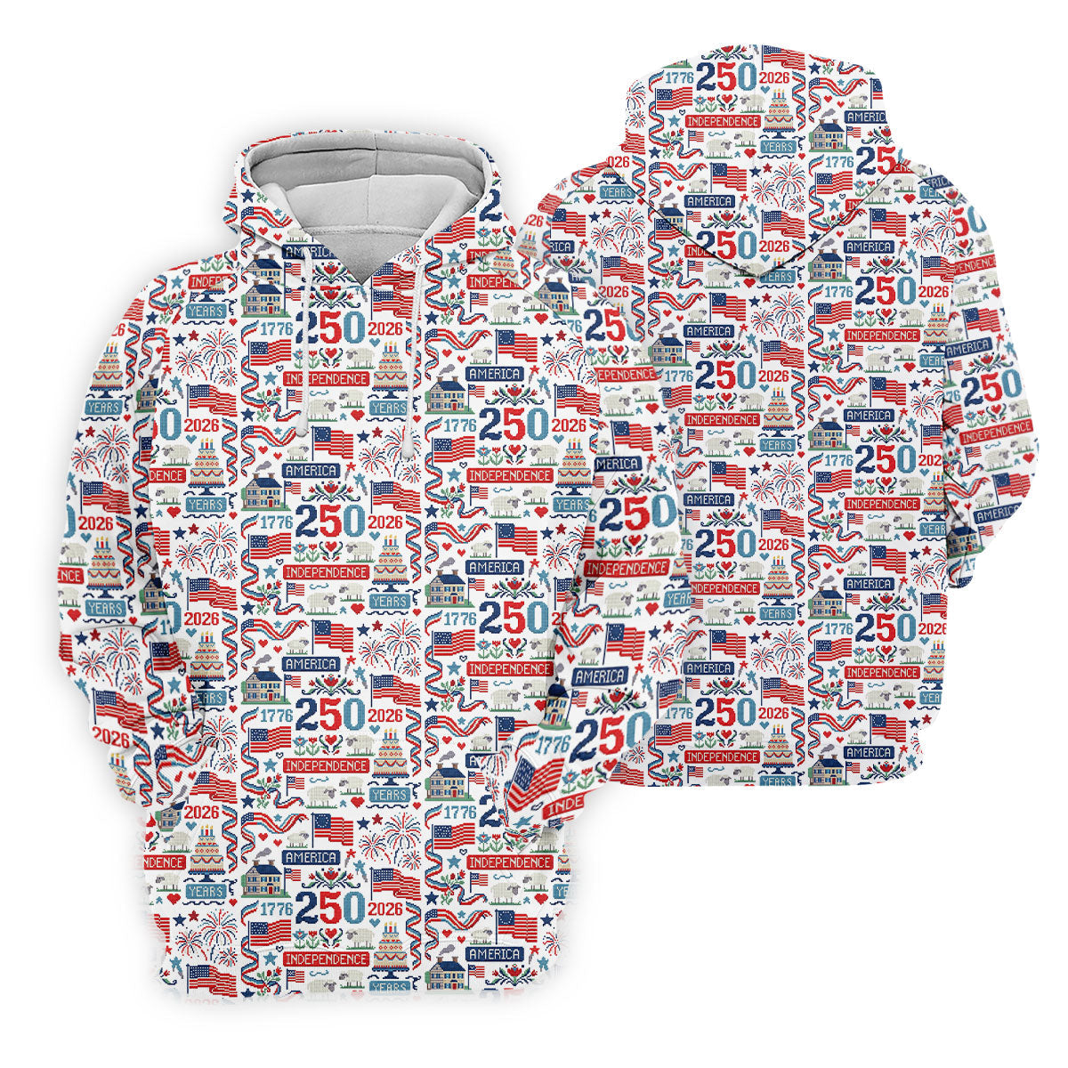 America Independence 250 Years White Golf Shirt, Patriotic 4th Of July Golf Shirts For Men
