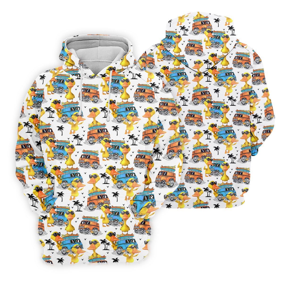 Cool Duck Surf Van Beach Golf Shirt, Mens Golf Shirts, Hawaiian Golf Shirt, Golf Apparel For Men