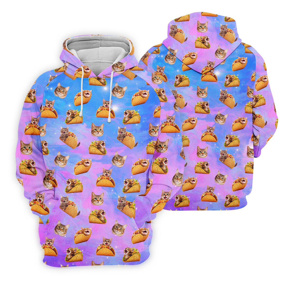Funny Taco Cat Galaxy Pattern Golf Shirt, Women’s Golf Apparel, Ladies Golf Shirt