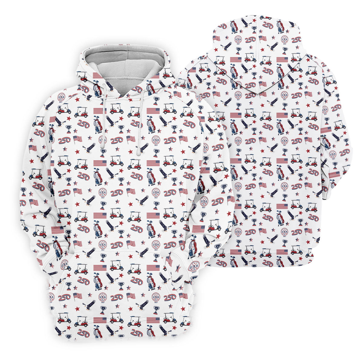 250 Years Golf Pattern Patriotic Golf Shirt, Golf Tops For Men, 4th Of July Golf Shirts For Men