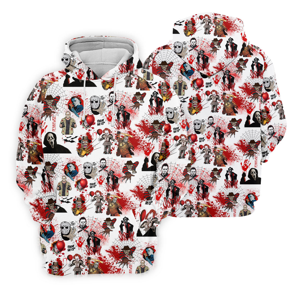 Horror Villain Blood Splatter Print Golf Tops For Men, Halloween Golf Shirt, Polo ShirtFor Men, Golfing Apparel