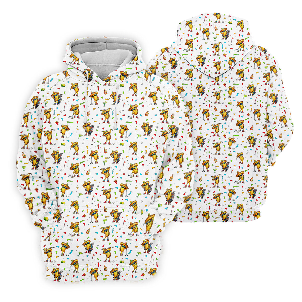 Fairway Fiesta Taco Margarita Mexico Theme White Golf Shirt, Men's Golf Shirts, Polo ShirtFor Men