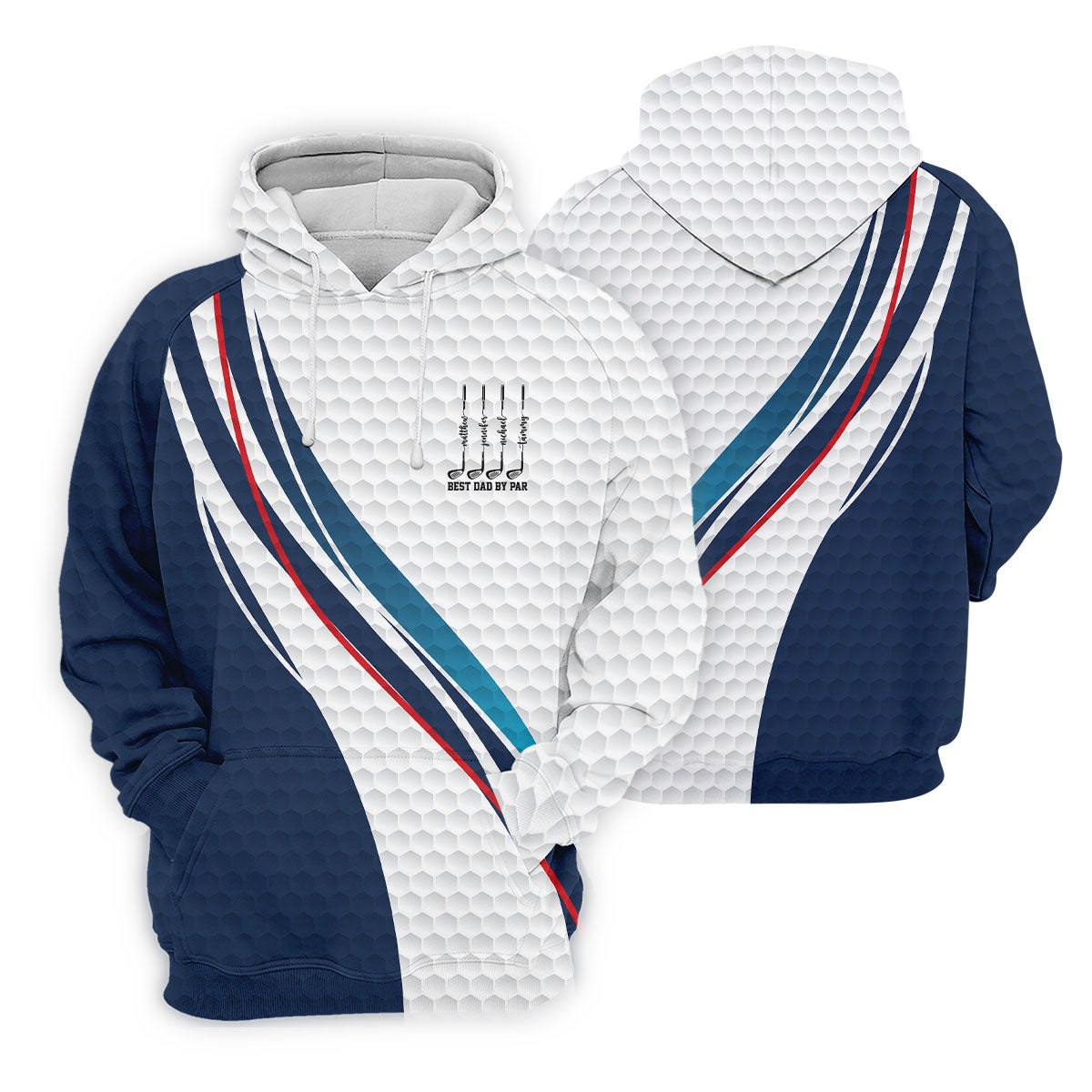 Best Dad By Par Golf Ball Pattern Wavy Stripes Father's Day Golf Shirt, Golf Gift For Dad