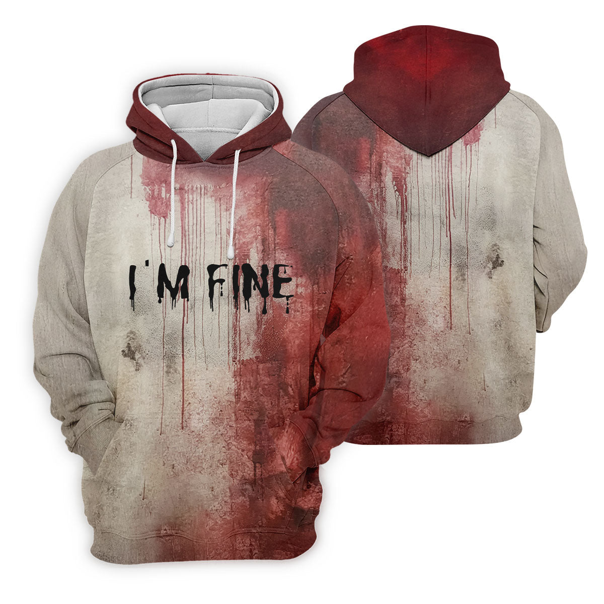 I'm Fine Halloween Blood Splatter Golf Tops For Men, Horror Blood Polo ShirtFor Men, Unique Gift For Golfer