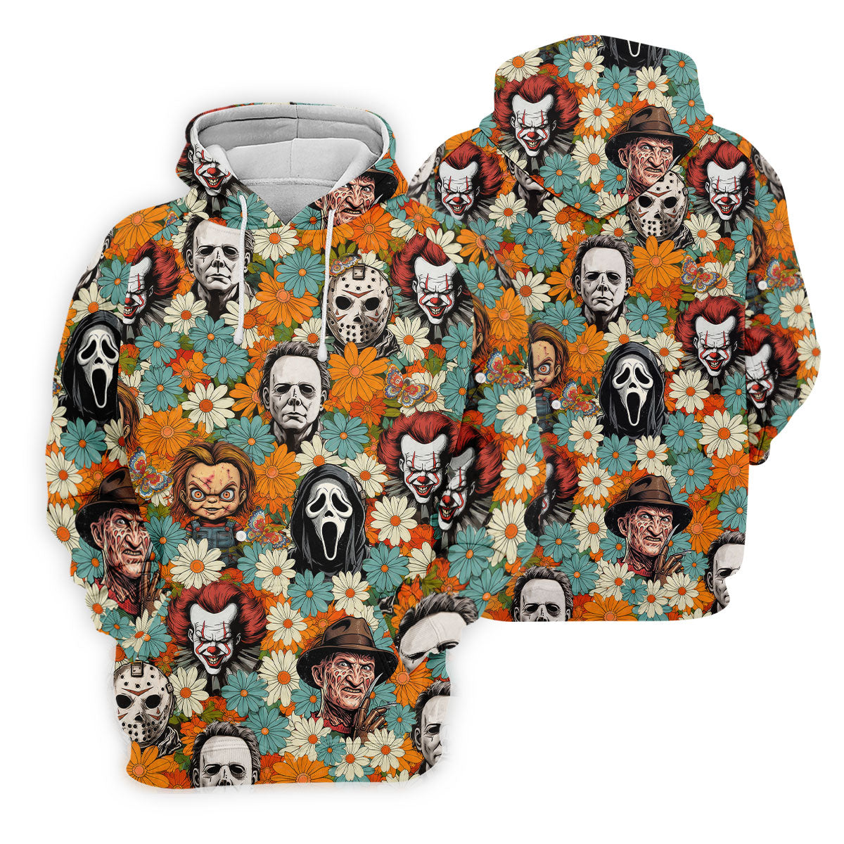 Floral Horror Character Halloween Golf Shirt, Women's Golf Apparel, Printed Golf Shirt