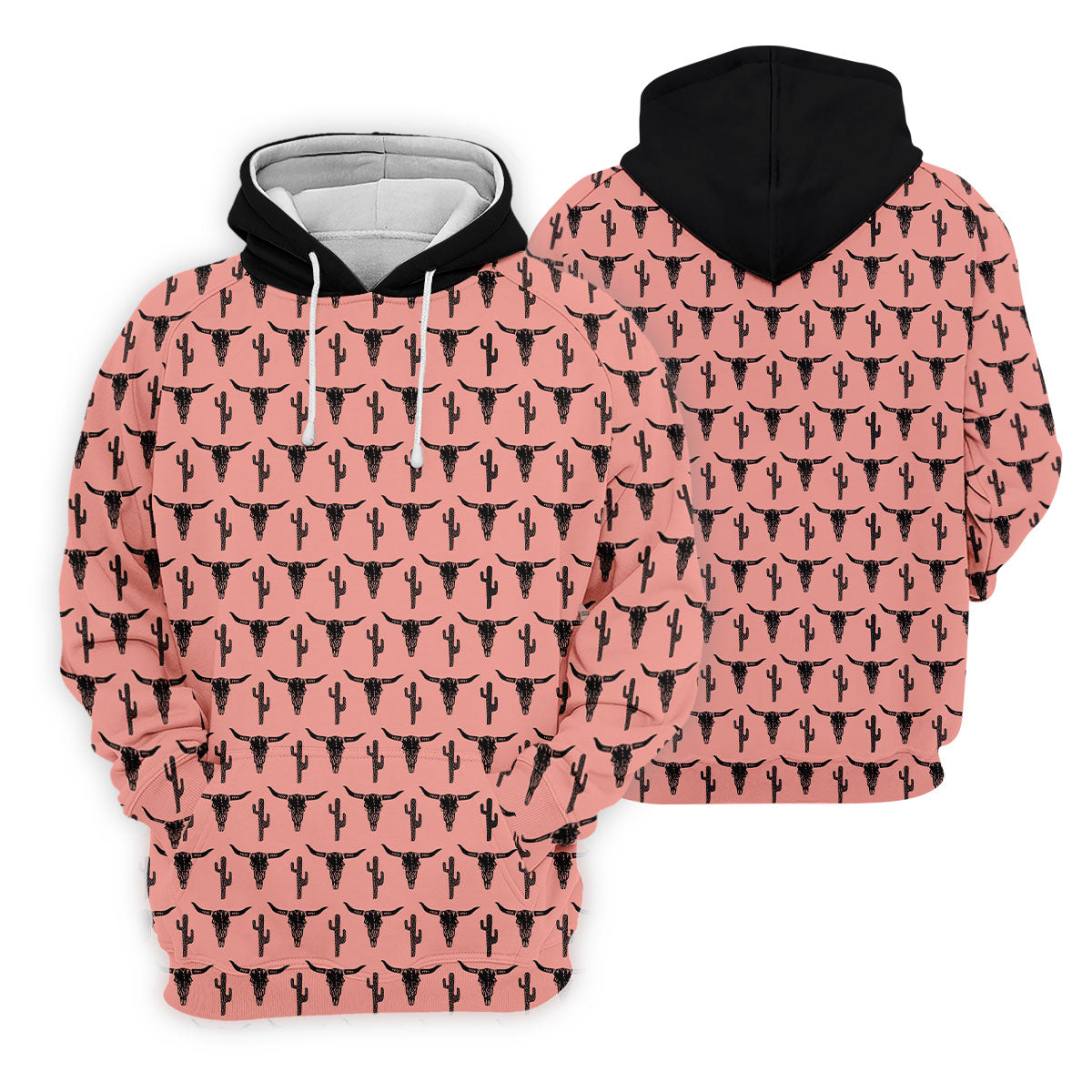 Longhorn Cow Skull Western Theme Peach Pink Women Golf Top, Ladies Golf Shirts, Golf Shirt For Women