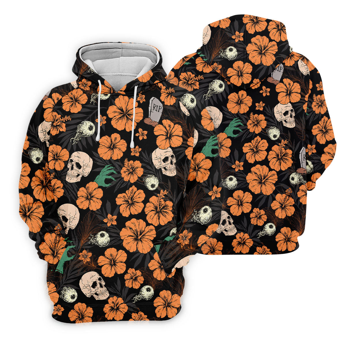 Halloween Skull Hibiscus Floral Pattern Golf Polo Shirt, Ladies Golf Shirts, Golf Polo For Women