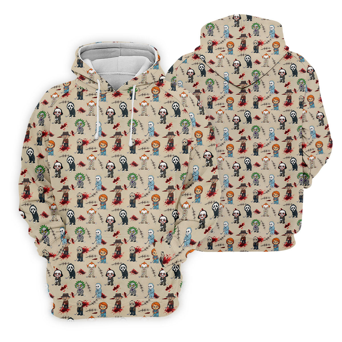 Cute Horror Character Golf Pattern Polo Shirt, Mens Golf Shirts, Hawaiian Golf Shirt