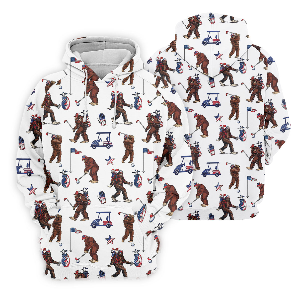 Funny Bigfoot Ladies Patriotic Golf Shirts, Cute Women's Golf Clothes, Ladies Golf Shirts