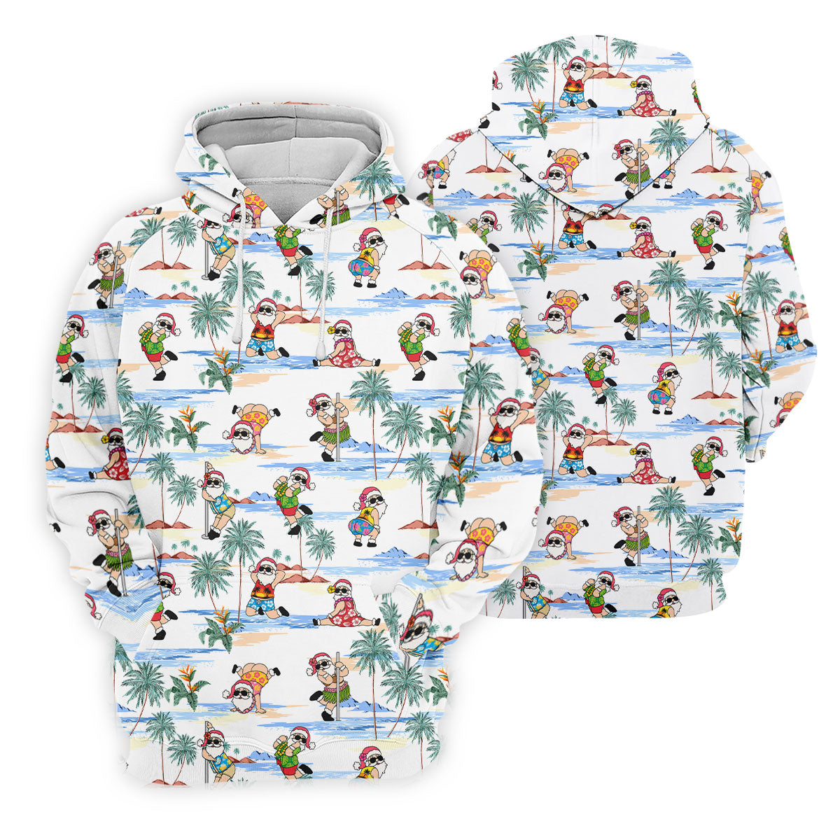 Beach Party Santa Christmas Golf Shirt, Women's Golf Tops, Printed Golf Shirt, Golf Polo For Women
