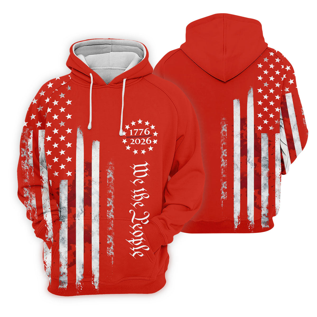 We The People Distressed Flag Patriotic Red Golf Shirt, 250 Years 4th Of July Golf Shirts For Men