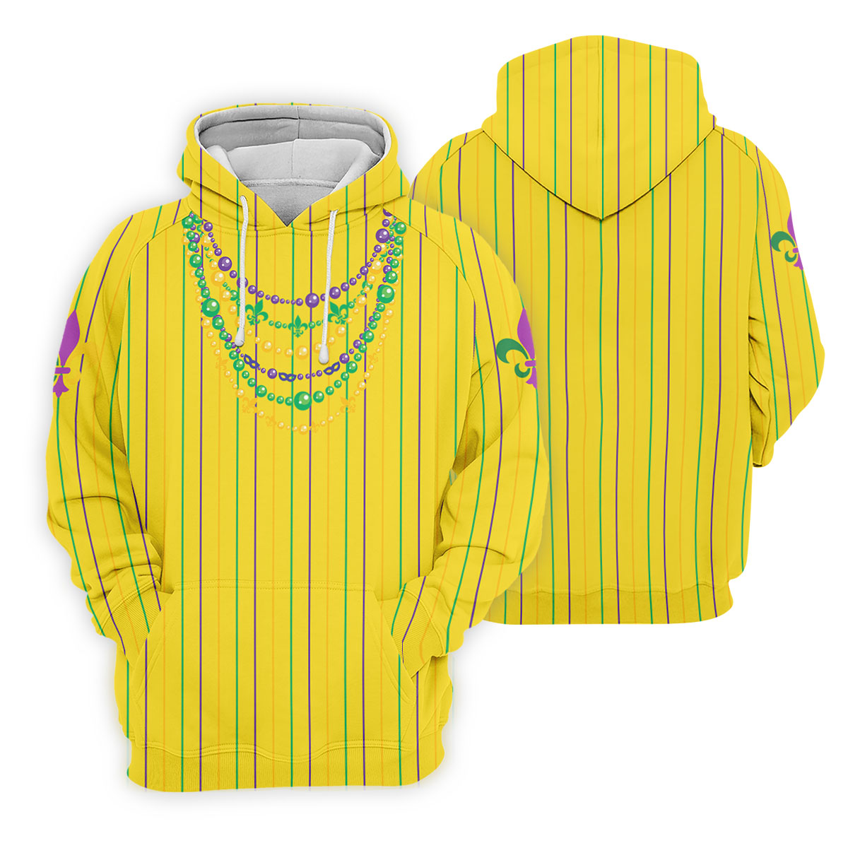Mardi Gras Beads Necklaces Print Yellow Golf Shirt, Golf Tops For Men, Polo ShirtFor Men, Golf Shirts For Men