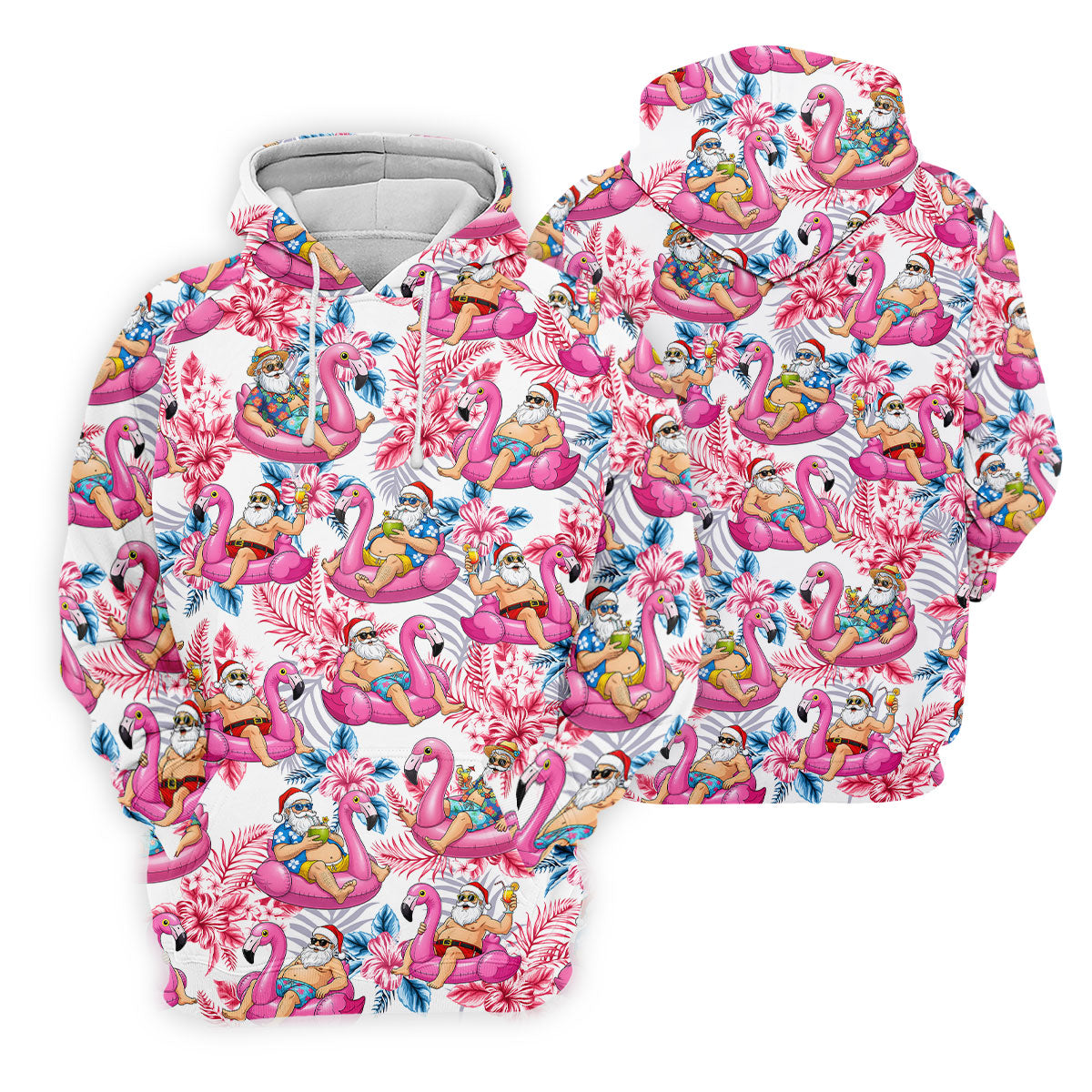 Santa Flamingo Float Tropical Christmas Golf Shirt, Christmas Shirts For Women, Christmas Golf Shirt