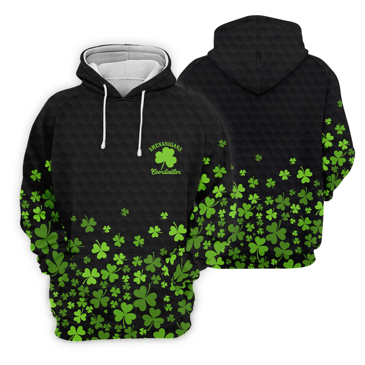 Shenanigans Coordinator Golf Ball Pattern St Patrick Day Black Golf Shirt, Women's Golf Tops, Ladies Golf Polos