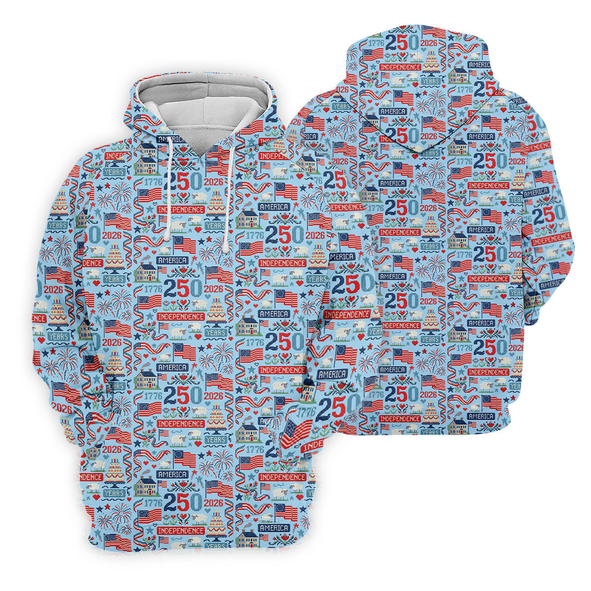 America Independence 250 Years Blue Golf Shirt, Patriotic 4th Of July Golf Shirts For Men
