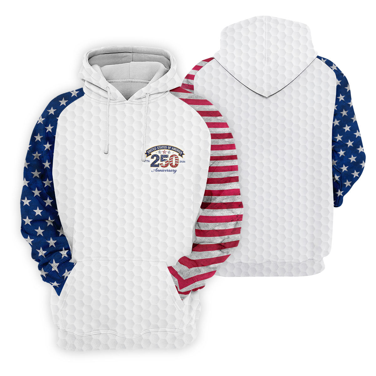 250th Anniversary Golf Ball Pattern White Golf Shirt, Patriotic 4th Of July Golf Shirt, Golf Shirt For Women
