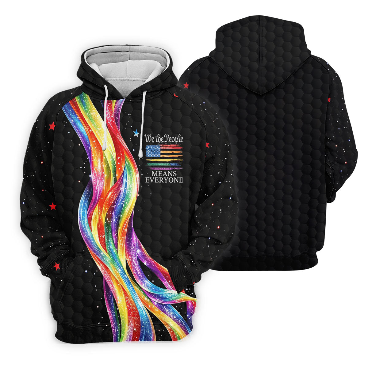 We The People Means Everyone LGBT Rainbow Golf Tops For Men, Pride Month Celebrate Golf Shirts For Men