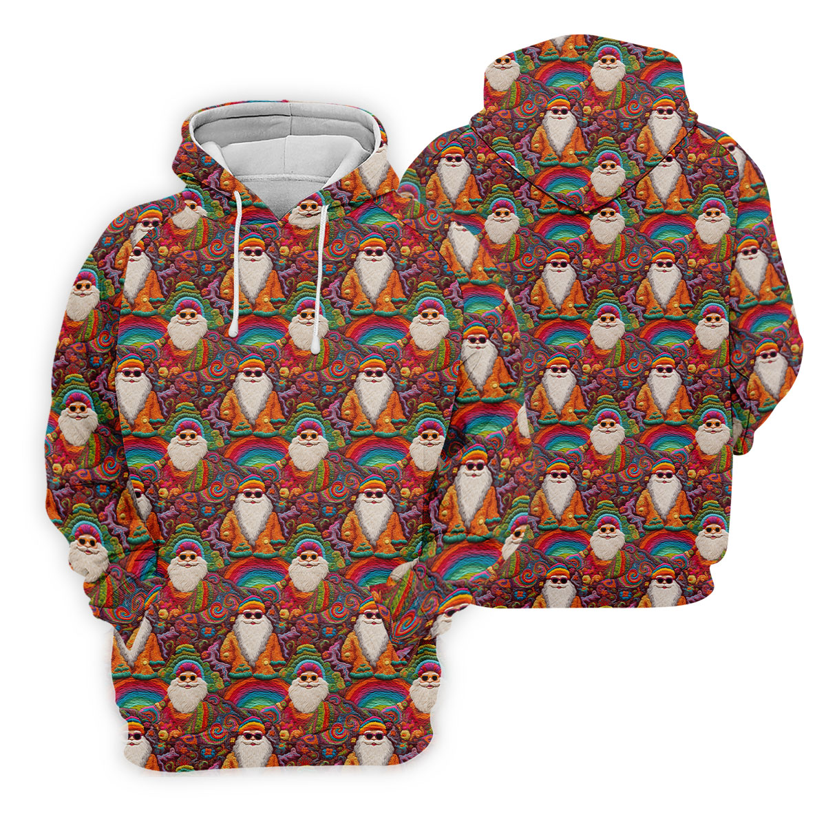 Groovy Hippie Santa Seamless Pattern Golf Shirts, Gifts For Golf Lovers, Christmas Golf Shirt, Golfing Apparel