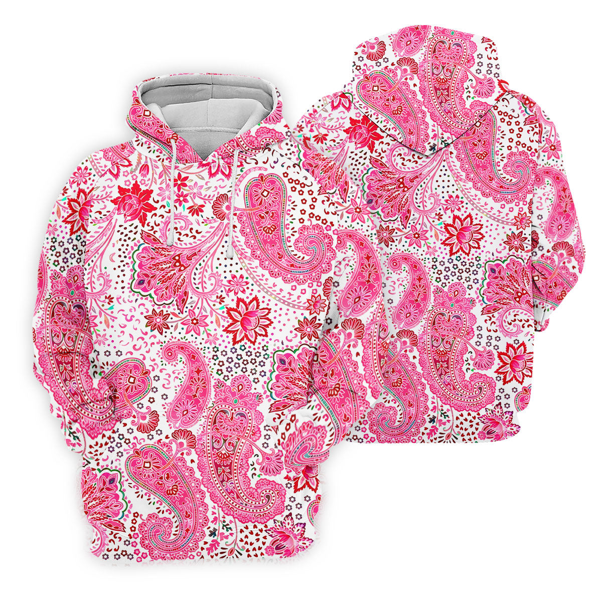 Pink Paisley Floral Pattern Golf Shirt, Mens Golf Shirts, Hawaiian Golf Shirt, Golf Apparel For Men