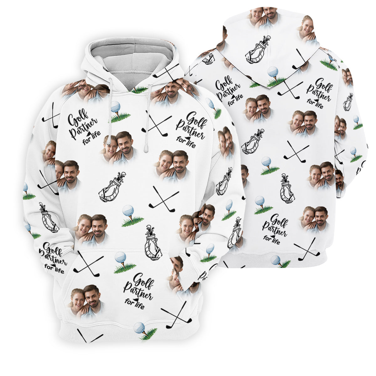 Golf Partner For Life Custom Photo White Golf Tops For Men, Valentines Golf Gift, Golf Gift For Men