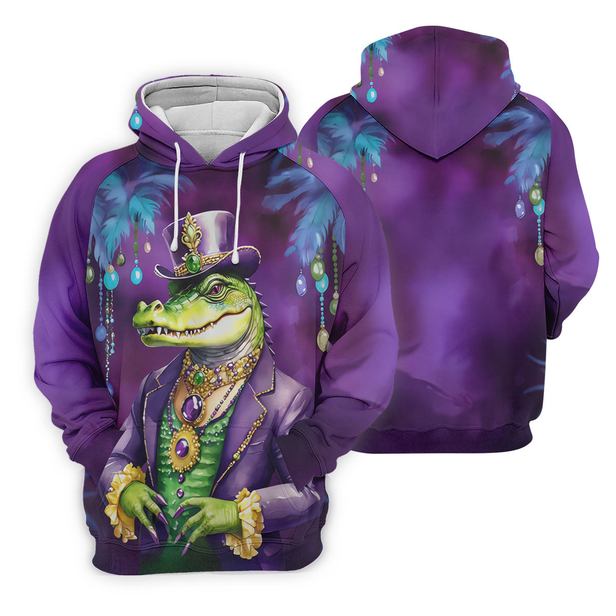 Mardi Gras Alligator Purple Golf Shirt, Men's Funny Golf Shirts, Polo ShirtFor Men, Golf Shirts For Men